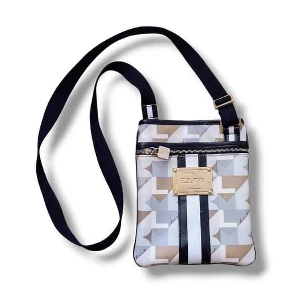 L.A.M.B. Crossbody Bag Geometric Print Logo Plate - Picture 1 of 8